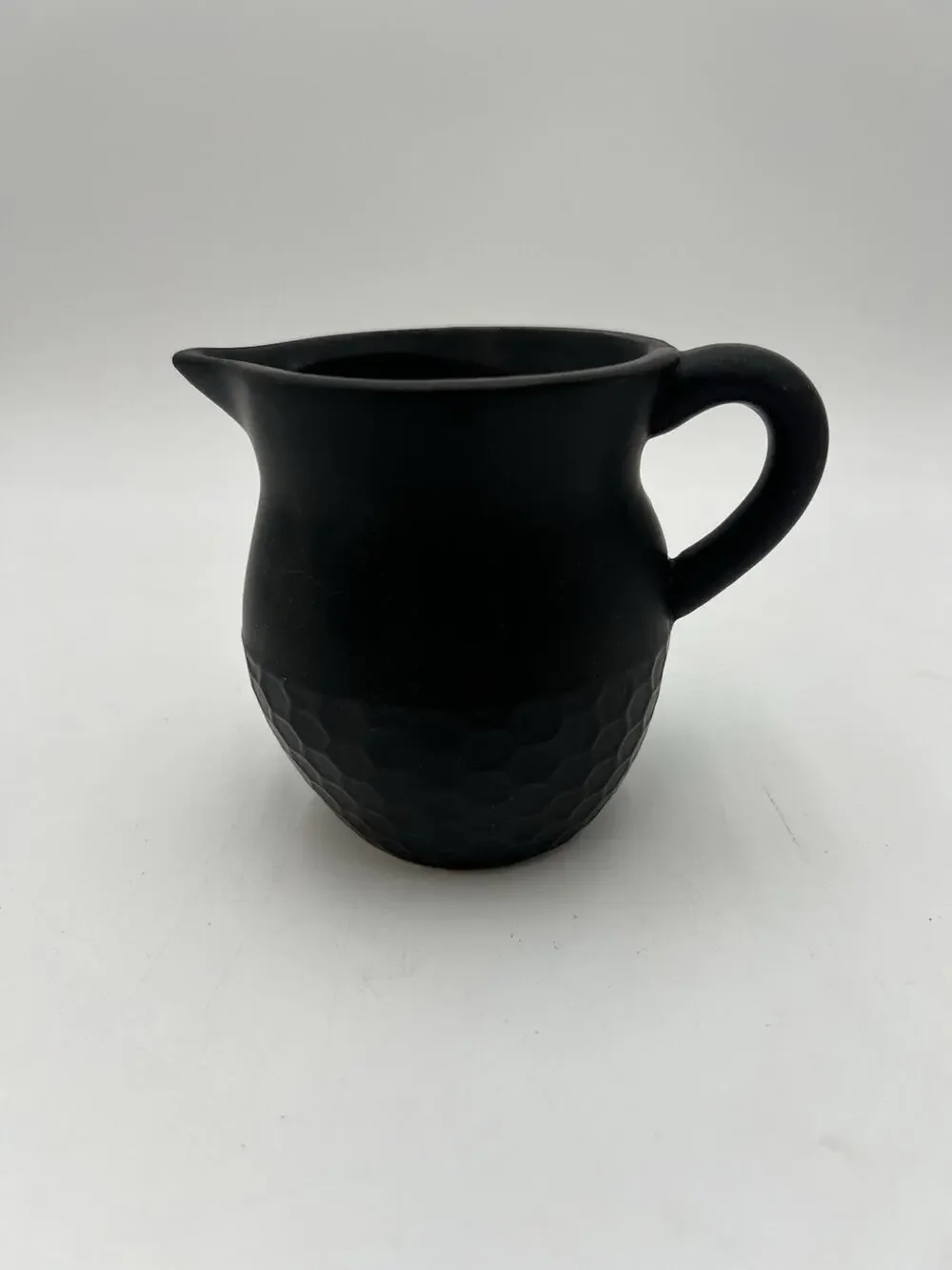 Heartland Hive Black Ceramic Creamer Pitcher Honeycomb Matte Farmhouse 4”